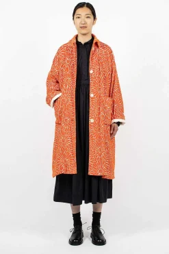 Casey Casey Blob Coat Orange Floral| Outerwear