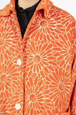 Casey Casey Blob Coat Orange Floral| Outerwear