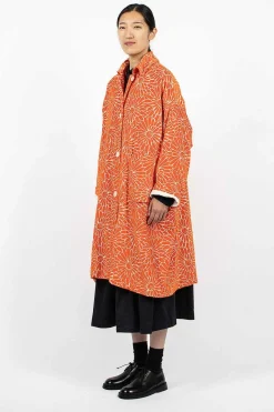 Casey Casey Blob Coat Orange Floral| Outerwear