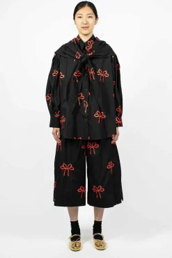 Simone Rocha Bow Boxing Shorts Black/Red| Trousers
