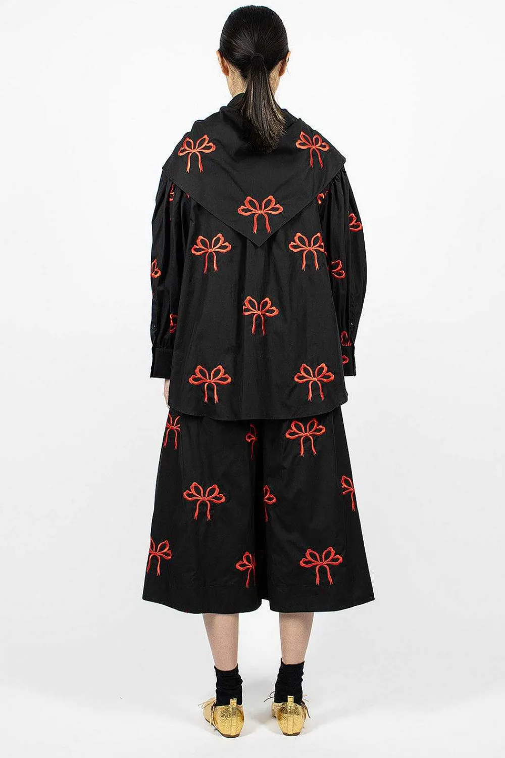 Simone Rocha Bow Boxing Shorts Black/Red| Trousers