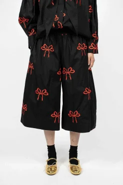 Simone Rocha Bow Boxing Shorts Black/Red| Trousers