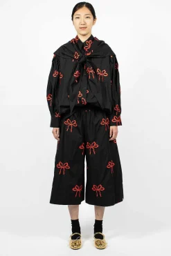 Simone Rocha Bow Boxing Shorts Black/Red| Trousers