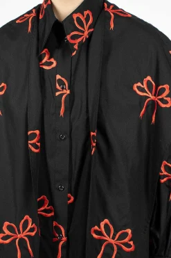 Simone Rocha Bow Embroidered Shirt Black/Red| Shirts
