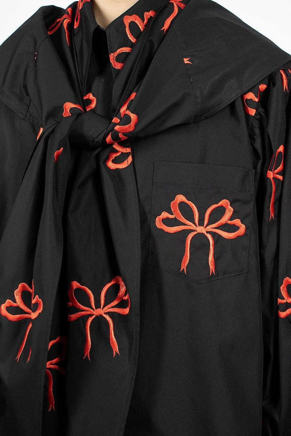 Simone Rocha Bow Embroidered Shirt Black/Red| Shirts