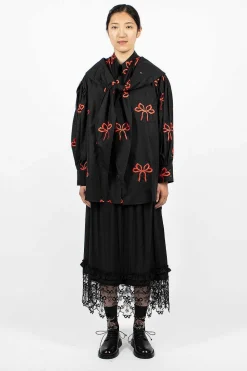 Simone Rocha Bow Embroidered Shirt Black/Red| Shirts