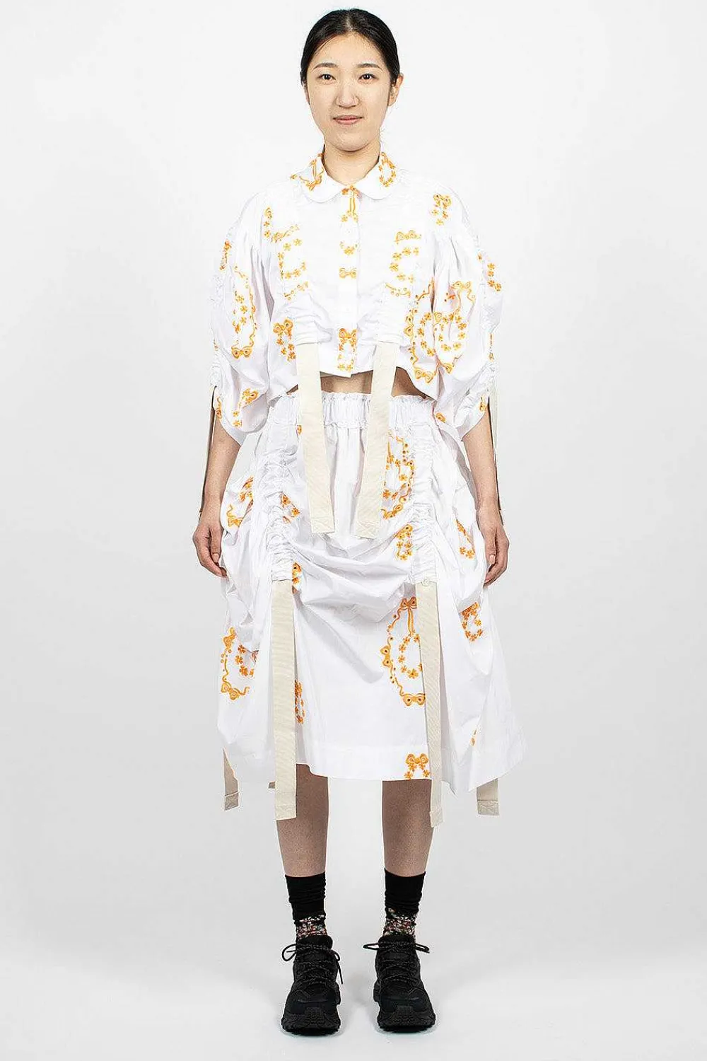 Simone Rocha Bow Wreath Slider Skirt White/Clementine| Skirts
