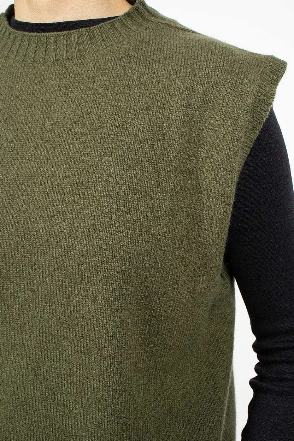 Margaret Howell Boxy Slipover Khaki| Knitwear
