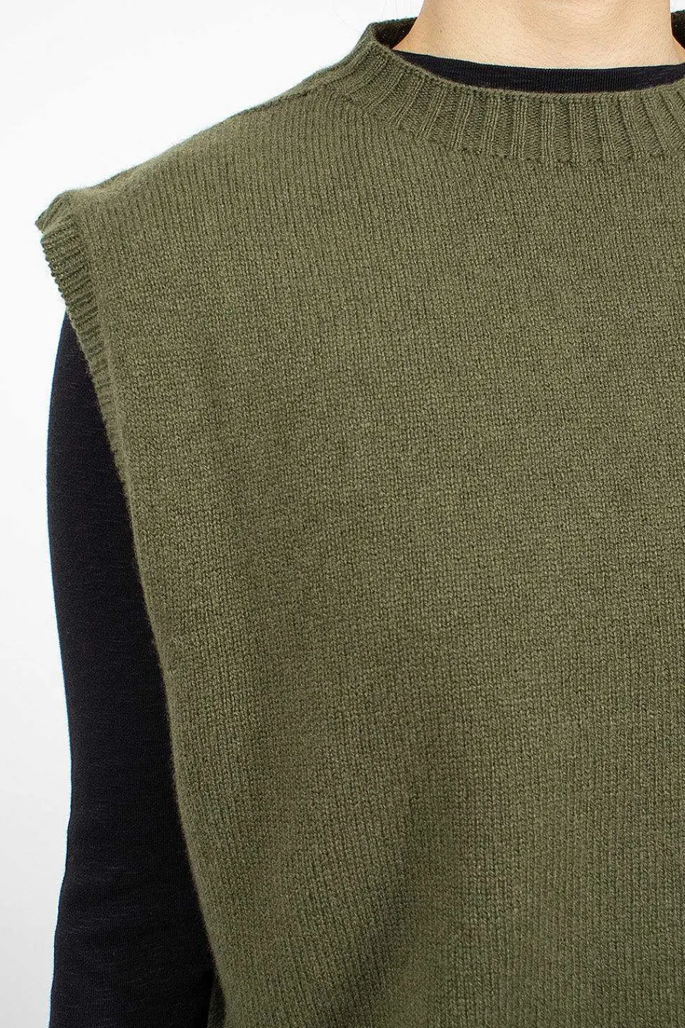 Margaret Howell Boxy Slipover Khaki| Knitwear