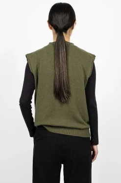 Margaret Howell Boxy Slipover Khaki| Knitwear