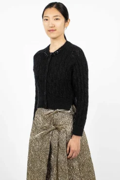 Simone Rocha Cable Knit Cardigan Black| Outerwear