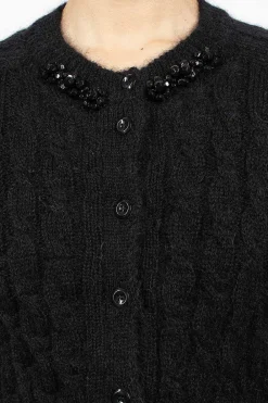 Simone Rocha Cable Knit Cardigan Black| Outerwear