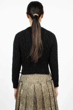 Simone Rocha Cable Knit Cardigan Black| Outerwear
