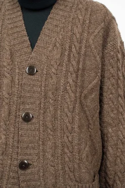 Kapital Cable Knit Cardigan Moca Brown| Outerwear