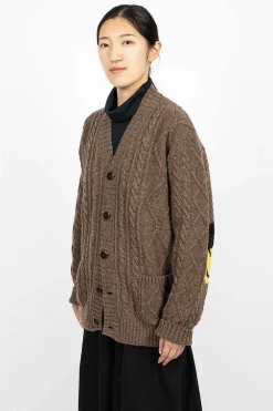 Kapital Cable Knit Cardigan Moca Brown| Knitwear