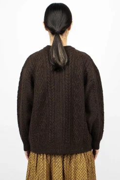 Ichi Antiquités Cable 2Way Cardigan Brown| Knitwear