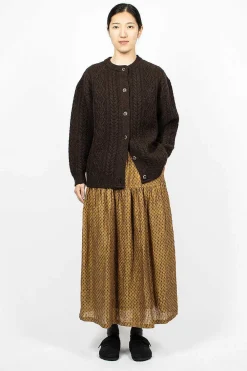 Ichi Antiquités Cable 2Way Cardigan Brown| Knitwear