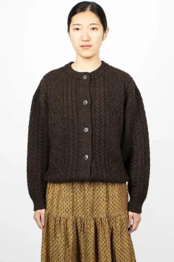 Ichi Antiquités Cable 2Way Cardigan Brown| Knitwear