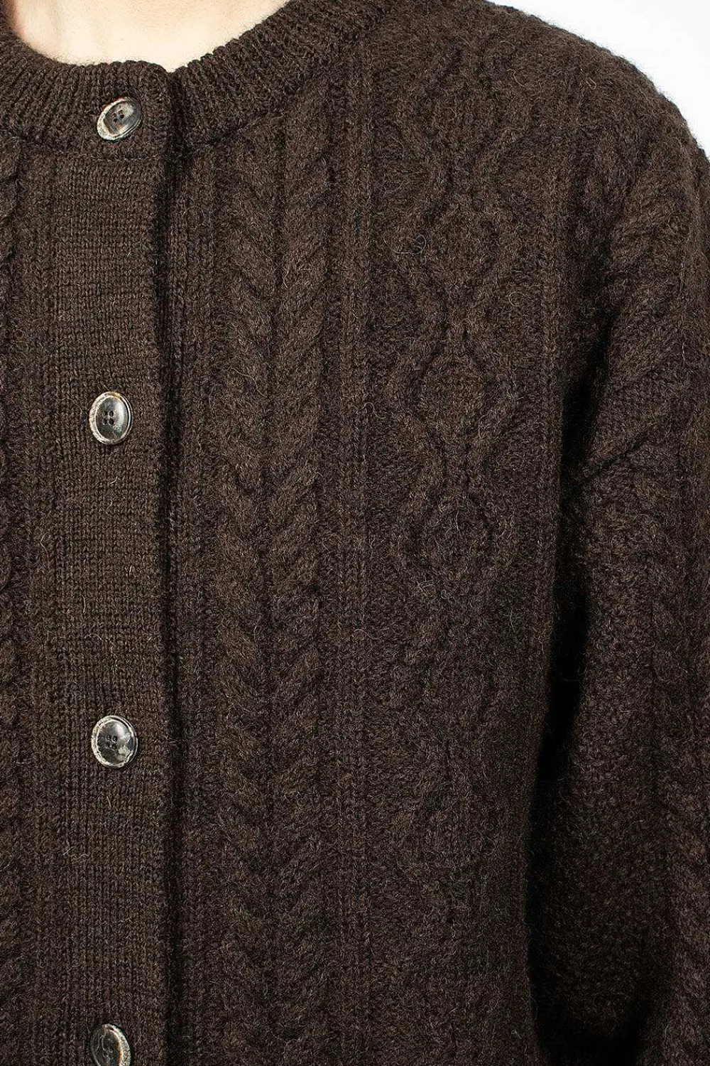 Ichi Antiquités Cable 2Way Cardigan Brown| Knitwear