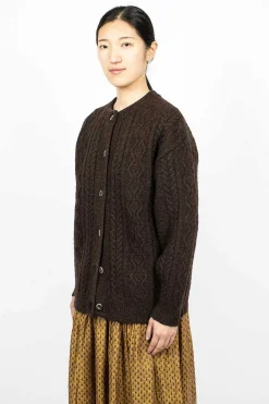Ichi Antiquités Cable 2Way Cardigan Brown| Outerwear