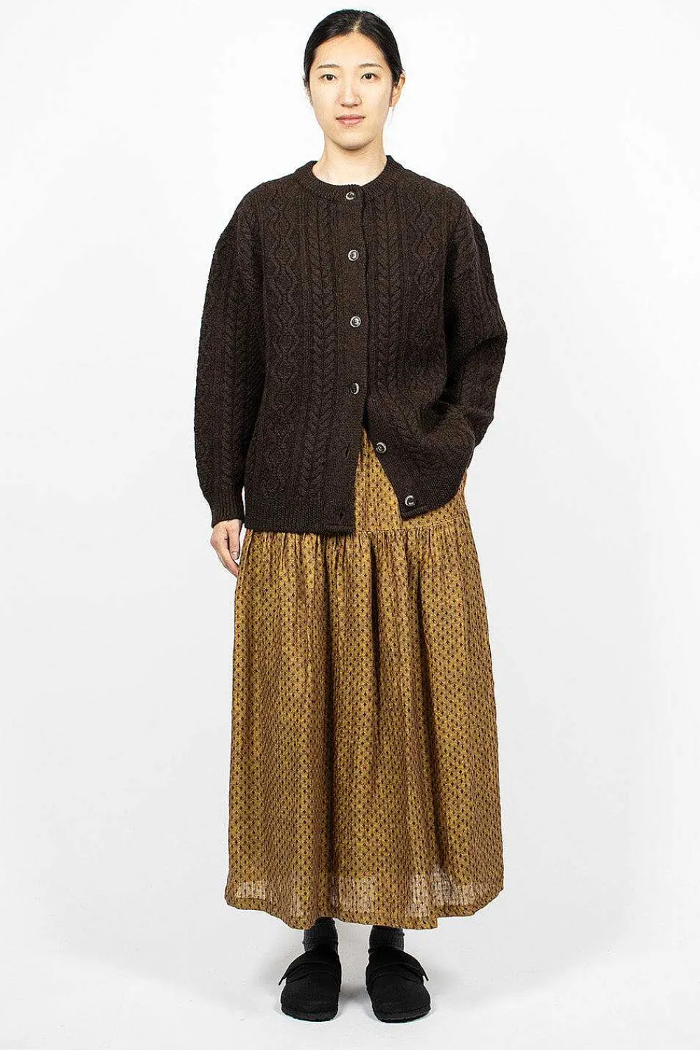 Ichi Antiquités Cable 2Way Cardigan Brown| Outerwear