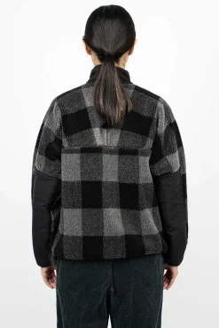 and wander Check Boa Jacket Grey| Outerwear