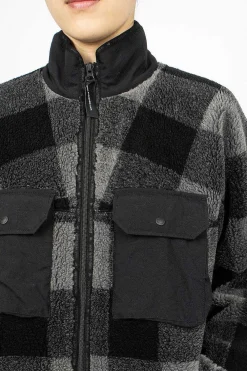and wander Check Boa Jacket Grey| Outerwear