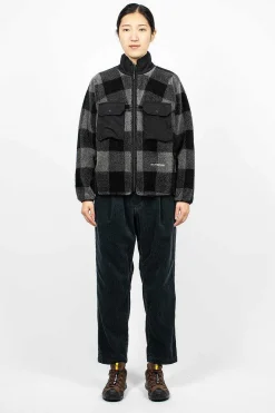 and wander Check Boa Jacket Grey| Outerwear