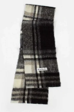 Acne Studios Checked Alpaca Scarf Black/Grey| Scarves & Gloves