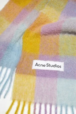 Acne Studios Checked Scarf Violet/Yellow| Scarves & Gloves