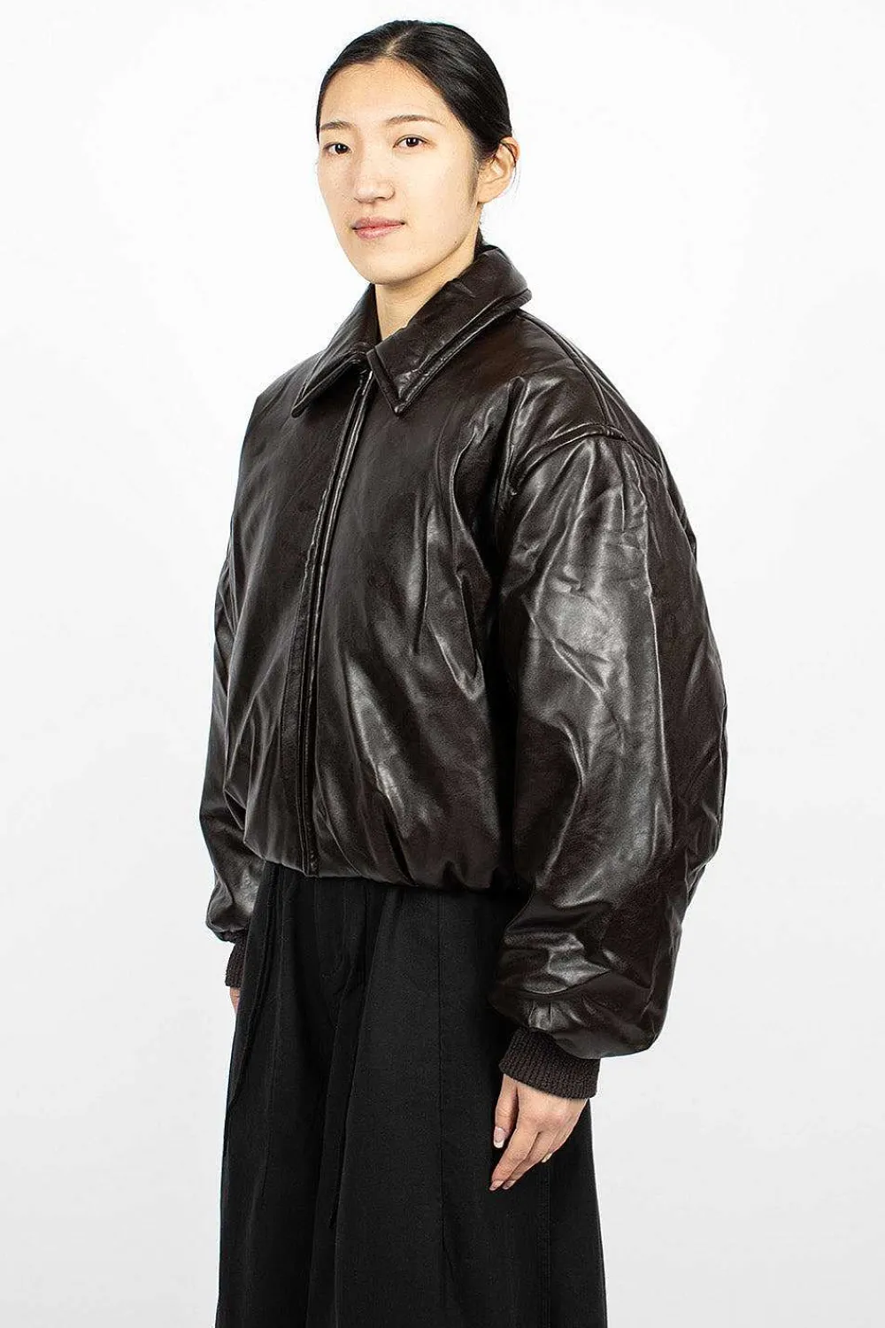 Acne Studios Coated Bomber Jacket Dark Brown| Outerwear