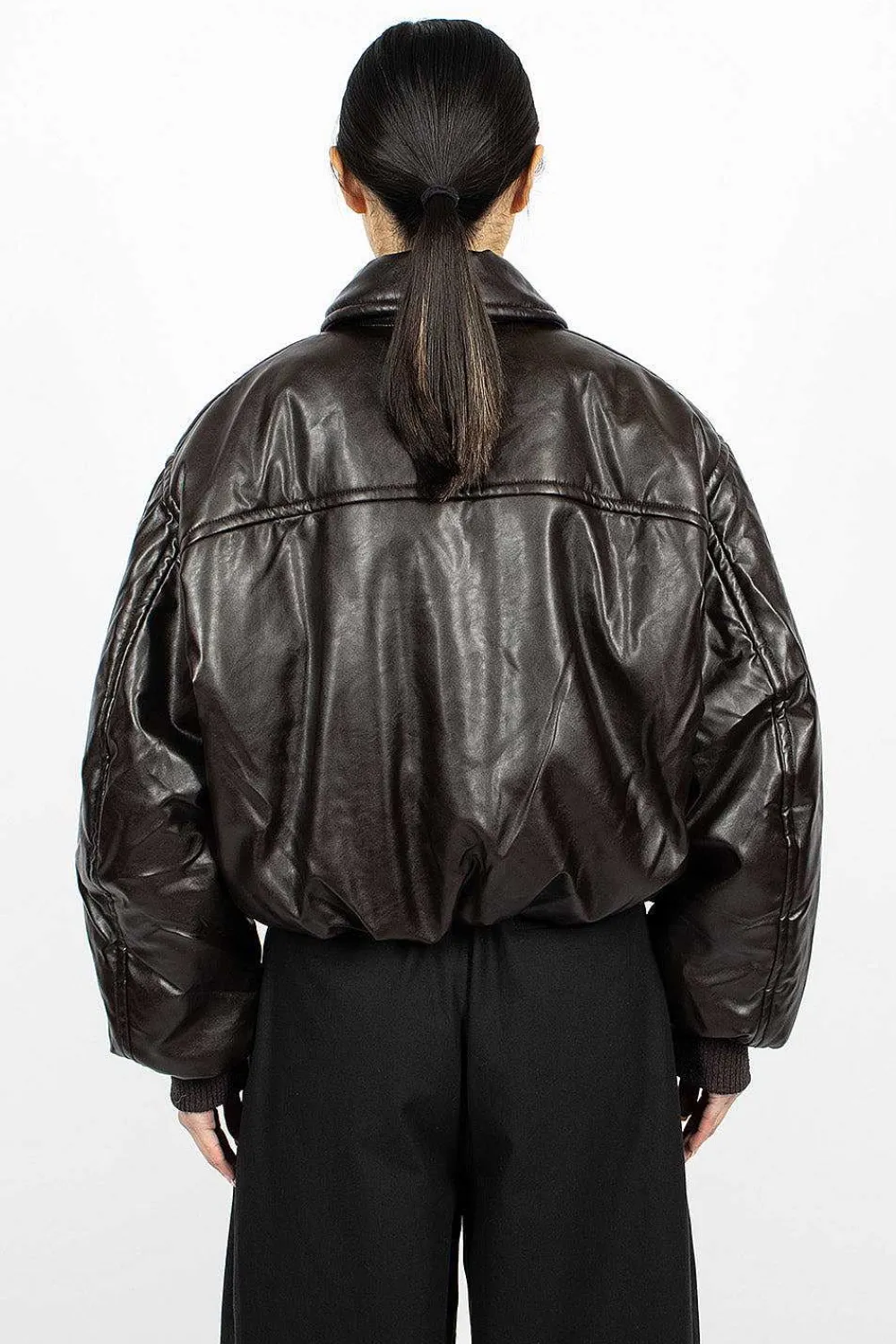 Acne Studios Coated Bomber Jacket Dark Brown| Outerwear