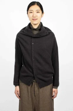 Vlas Blomme Cocoon Cardigan Brown/Black| Knitwear