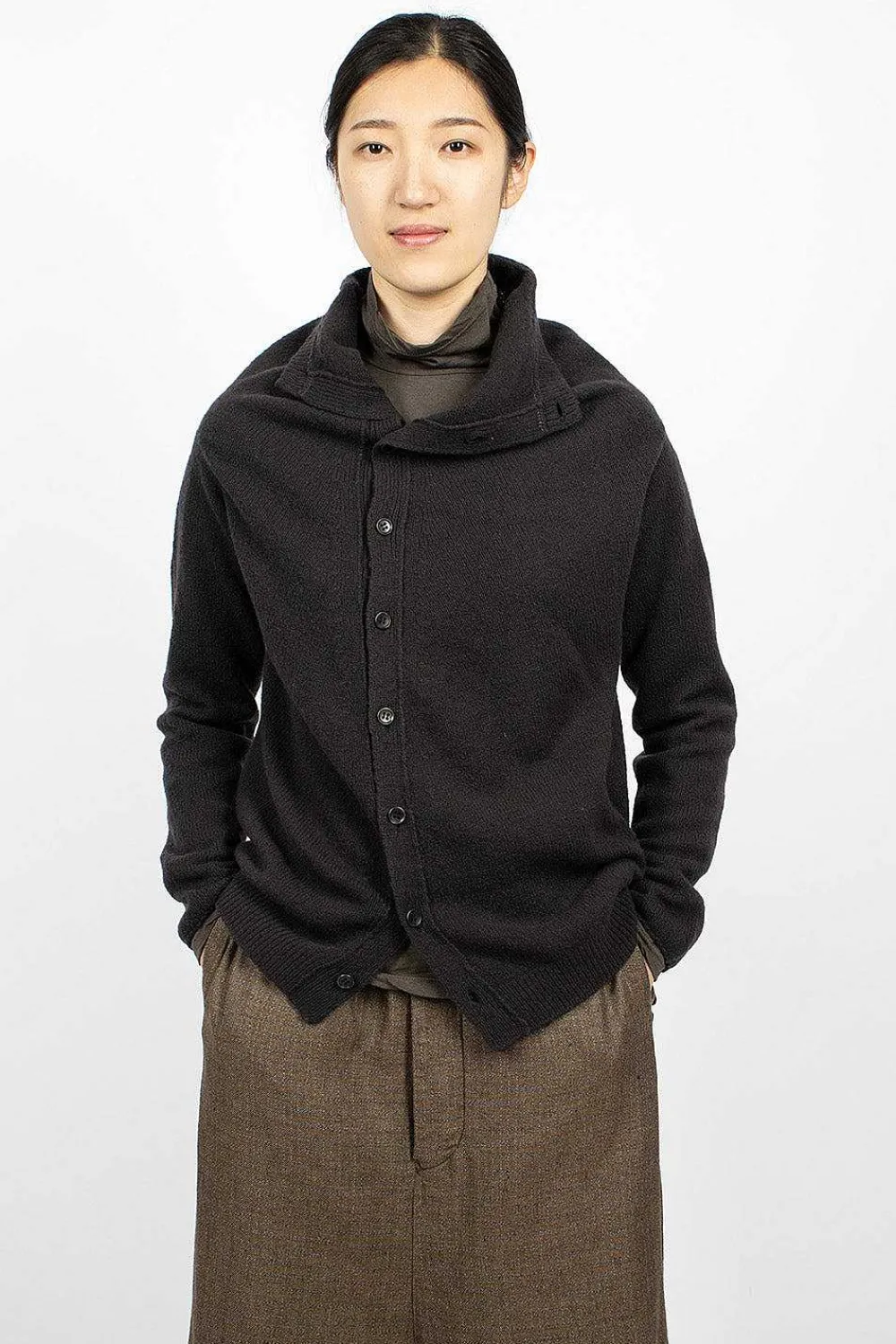 Vlas Blomme Cocoon Cardigan Brown/Black| Outerwear