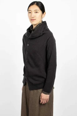 Vlas Blomme Cocoon Cardigan Brown/Black| Outerwear