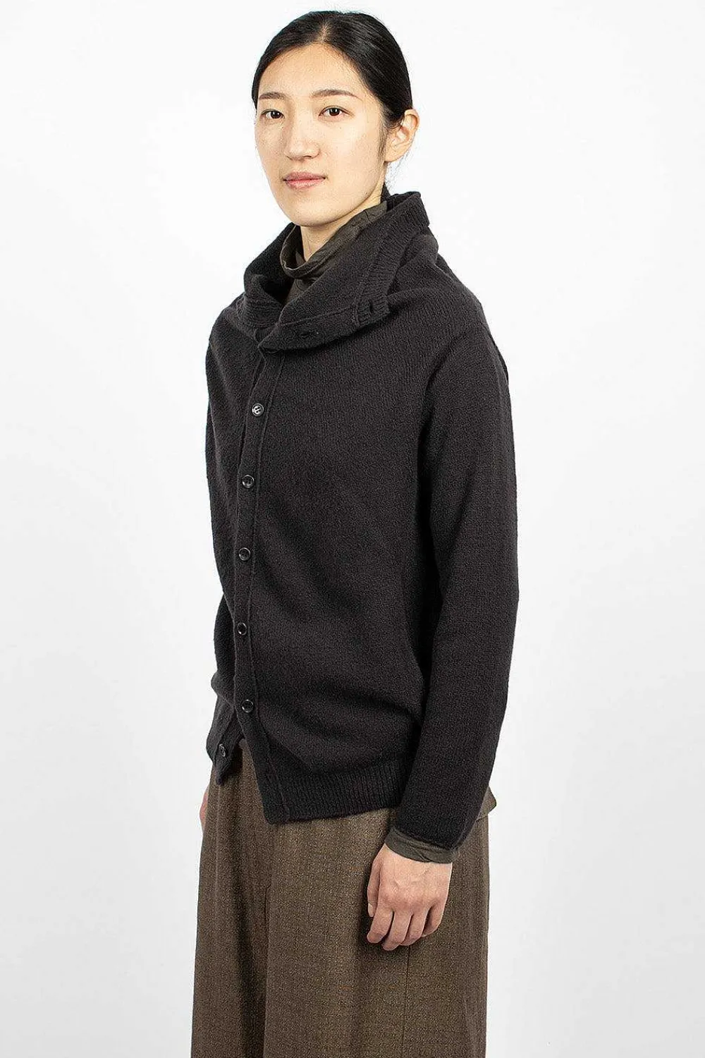 Vlas Blomme Cocoon Cardigan Brown/Black| Outerwear