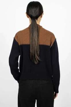 Margaret Howell Colourblock Jumper Tobacco/Navy| Knitwear