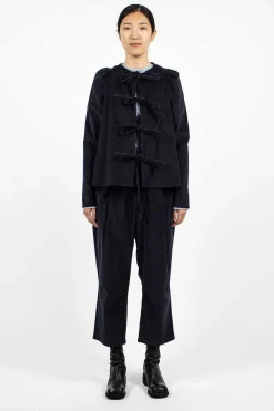 Eleph Cord Bow Shirt Navy| Shirts
