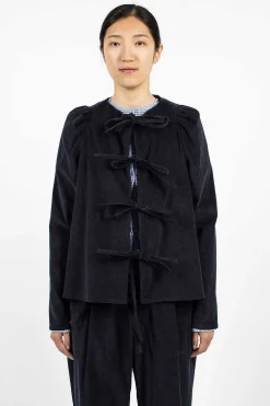 Eleph Cord Bow Shirt Navy| Shirts