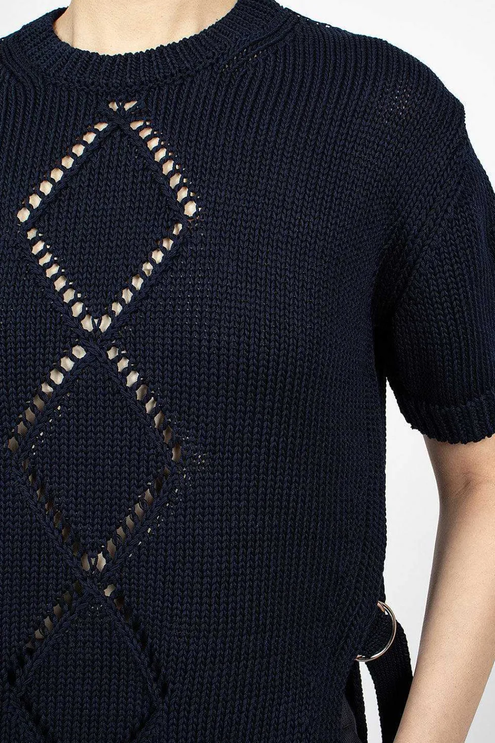 Moncler Cotton Knit Top Navy| Knitwear