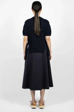 Moncler Cotton Midi Skirt Navy| Skirts
