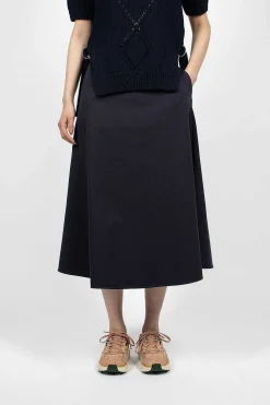 Moncler Cotton Midi Skirt Navy| Skirts