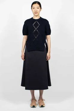 Moncler Cotton Midi Skirt Navy| Skirts
