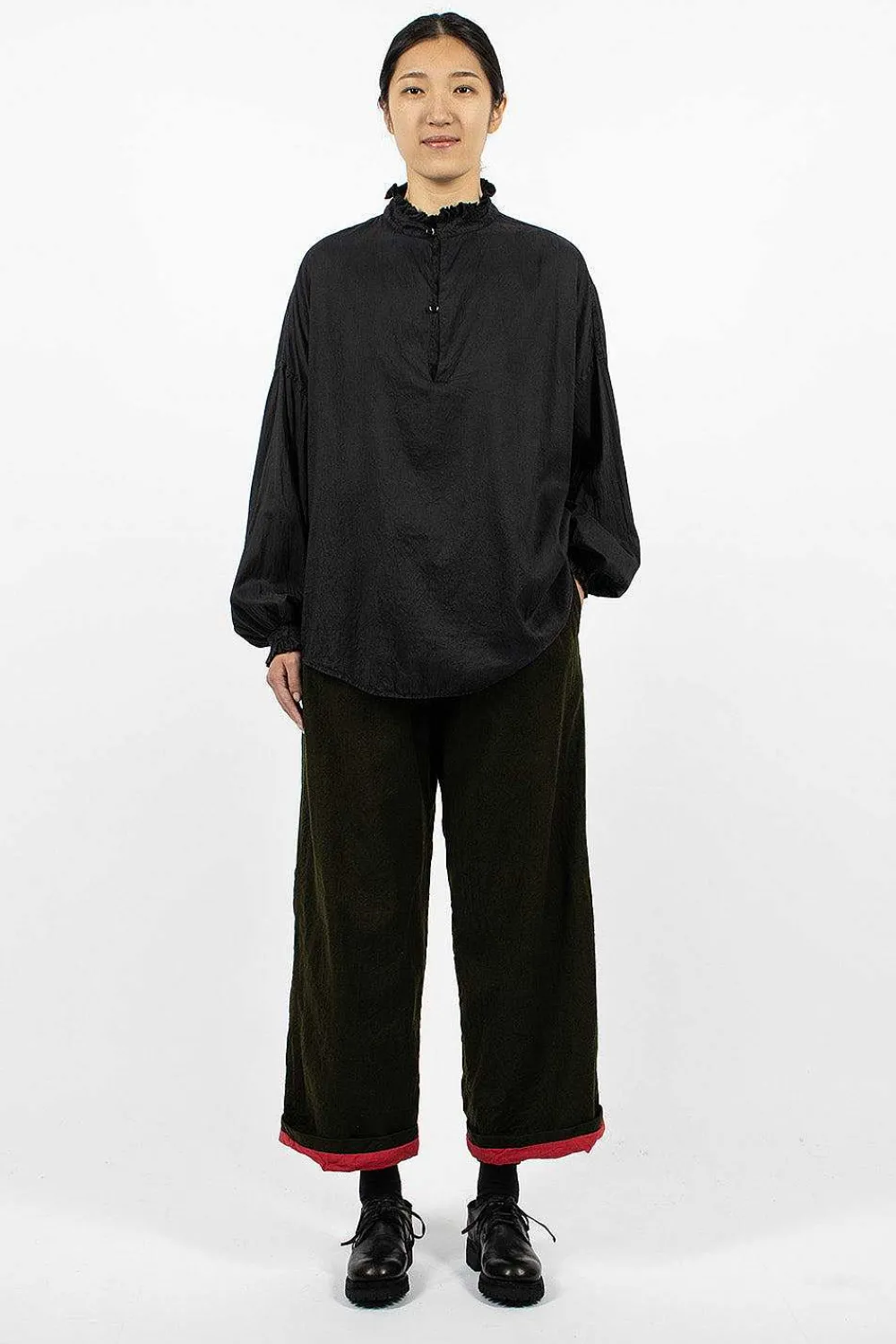 Chez Vidalenc Coulisse Pant L90 Dark Khaki| Trousers