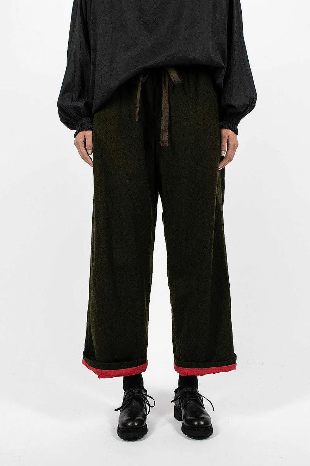 Chez Vidalenc Coulisse Pant L90 Dark Khaki| Trousers