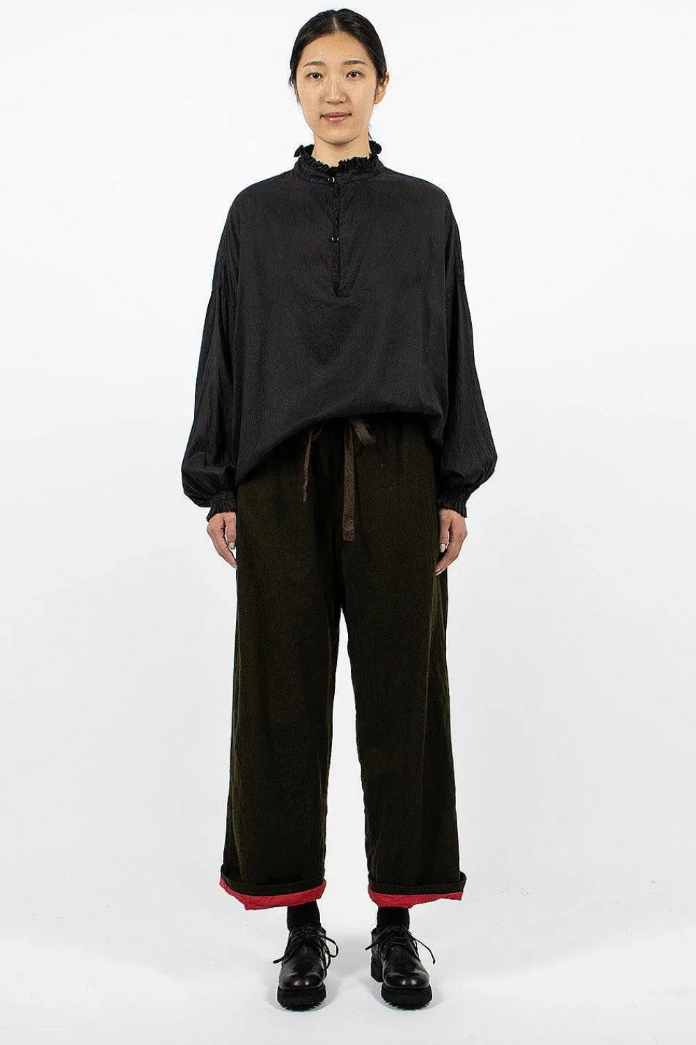 Chez Vidalenc Coulisse Pant L90 Dark Khaki| Trousers