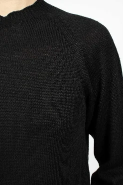 Margaret Howell Crew Neck Black Linen/Cotton| Knitwear