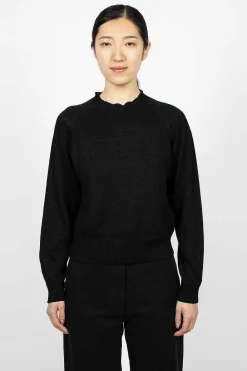 Margaret Howell Crew Neck Black Linen/Cotton| Knitwear