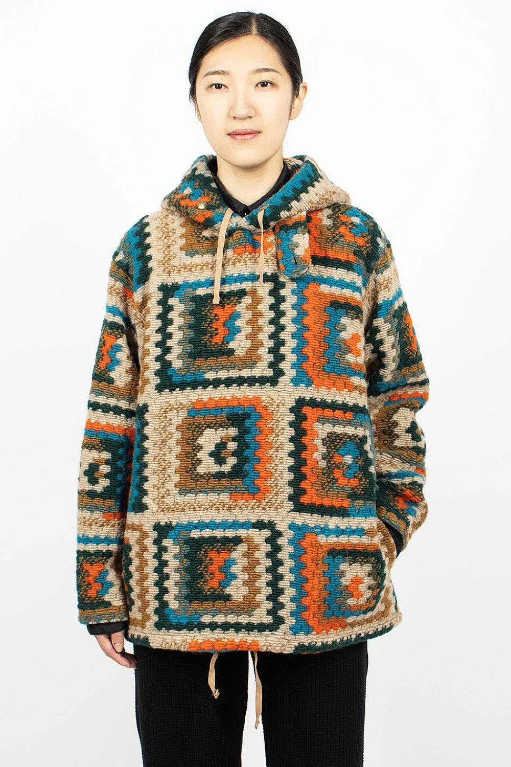 Engineered Garments FWK Crochet L/S Hoodie Multi| Knitwear