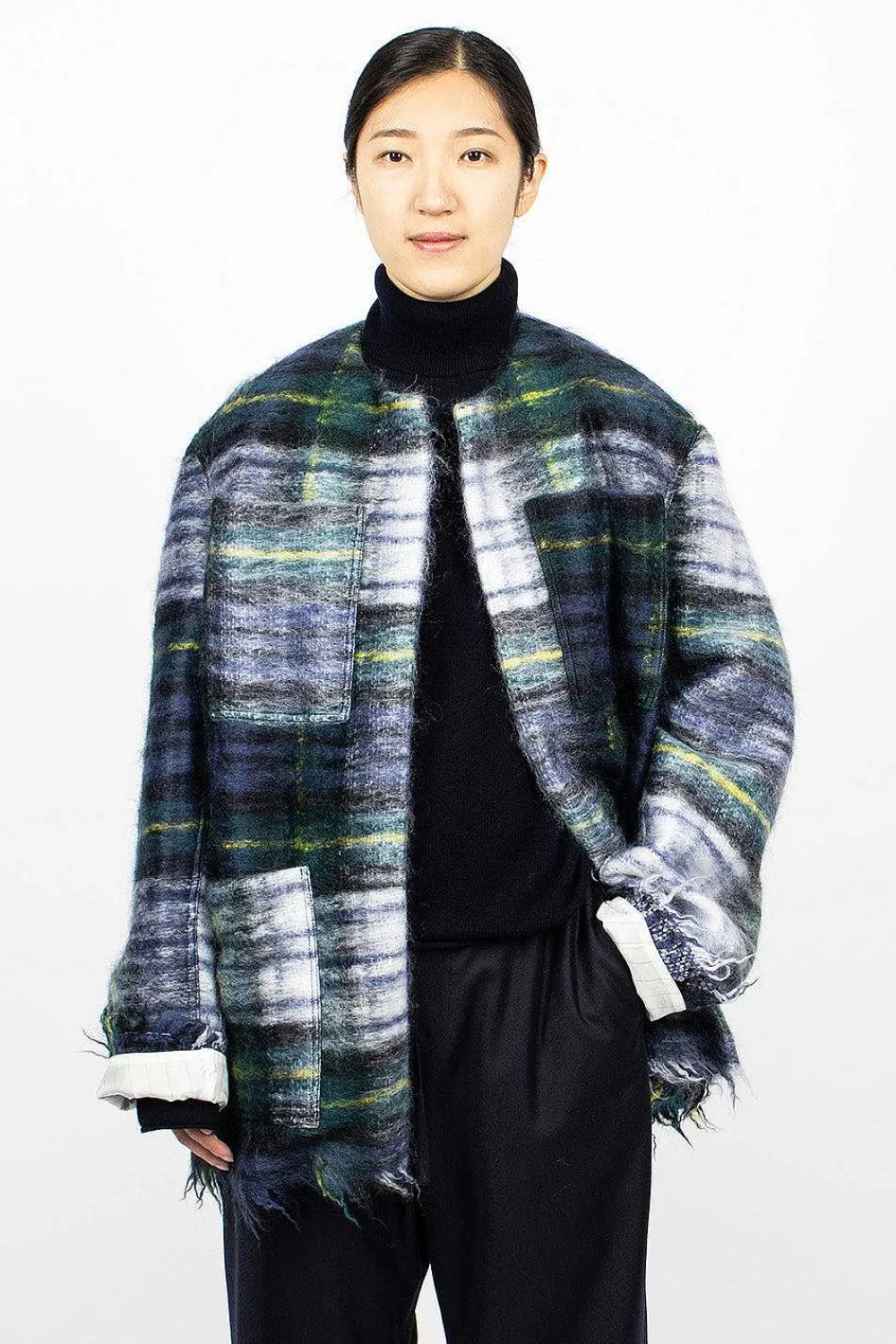 Sofie D'Hoore Croft Woven Jacket Green Tartan| Outerwear